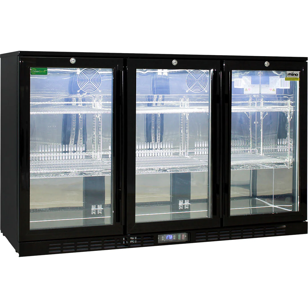 Commercial Glass 3 Door Black Under Bench Bar Fridge With Heated Glass To Stop Condensation - Model SG3H-B-HD - Image 3