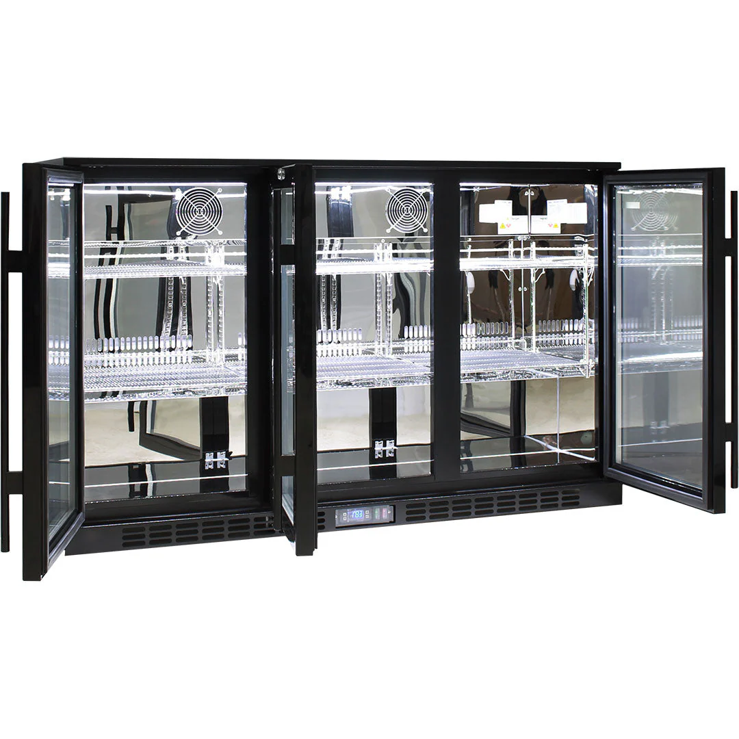 Commercial Glass 3 Door Black Under Bench Bar Fridge With Heated Glass To Stop Condensation - Model SG3H-B-HD - Image 4