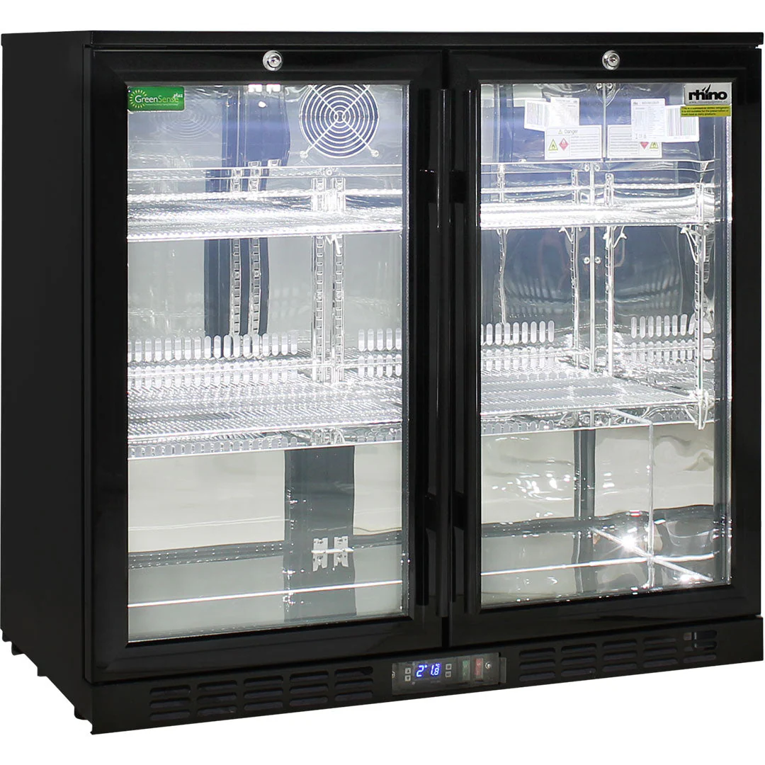 Commercial Under Bench Quiet Running Black Glass Double Door Bar Fridge Energy Efficient - Model SG2H-B - Image 3