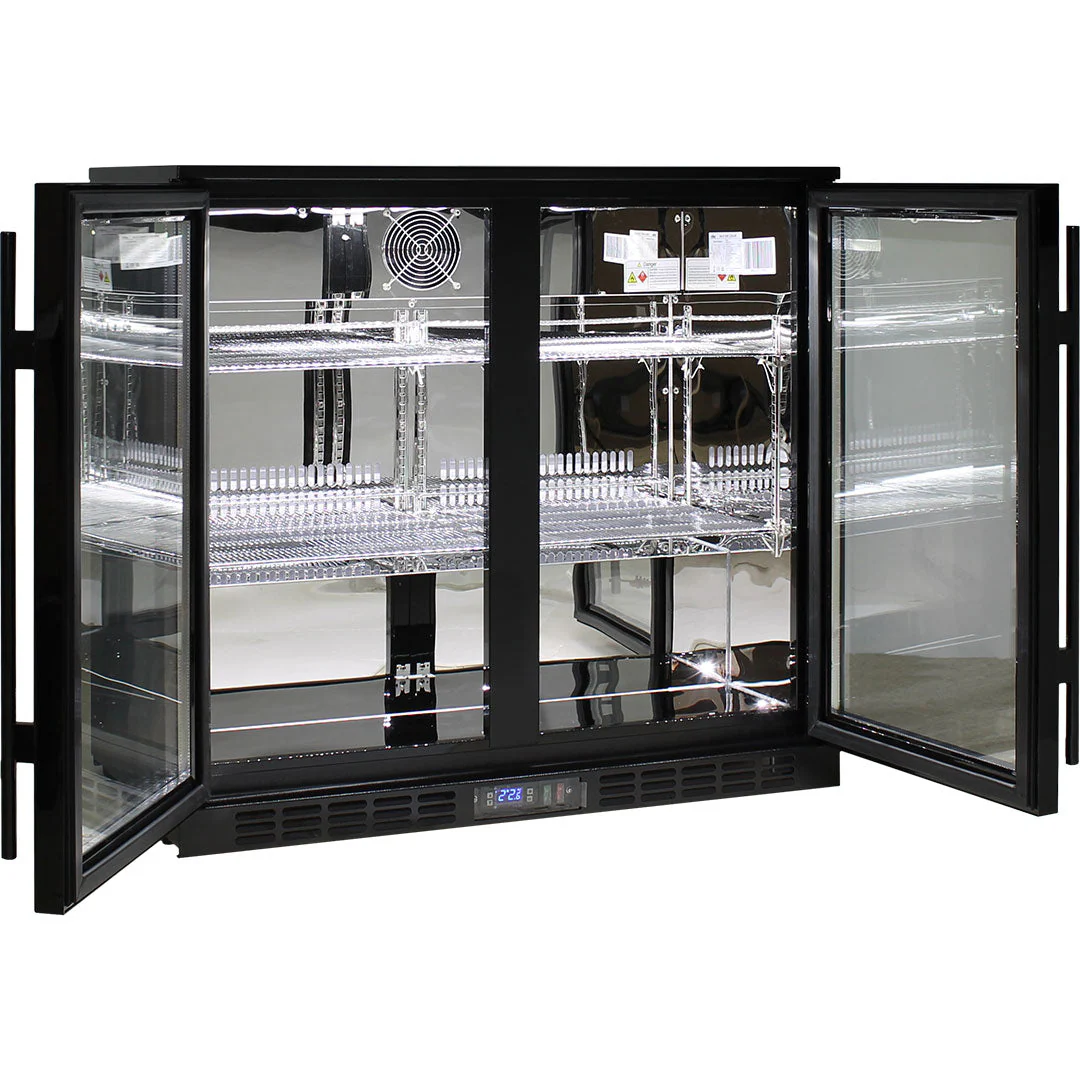 Commercial Under Bench Quiet Running Black Glass Double Door Bar Fridge Energy Efficient - Model SG2H-B - Image 4