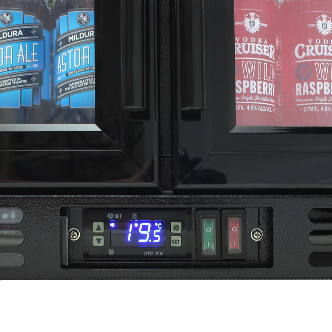 Commercial Under Bench Quiet Running Black Glass Double Door Bar Fridge Energy Efficient - Model SG2H-B - Image 5
