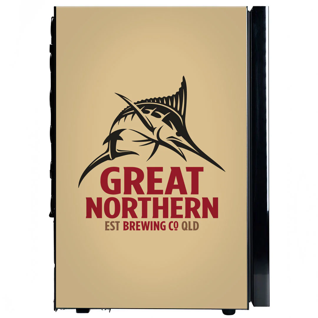 Great Northern Branded Glass Door Bar Fridge With Cool Frosted Door Logo - Model SC70-B-GNBC-GOLD - Image 4