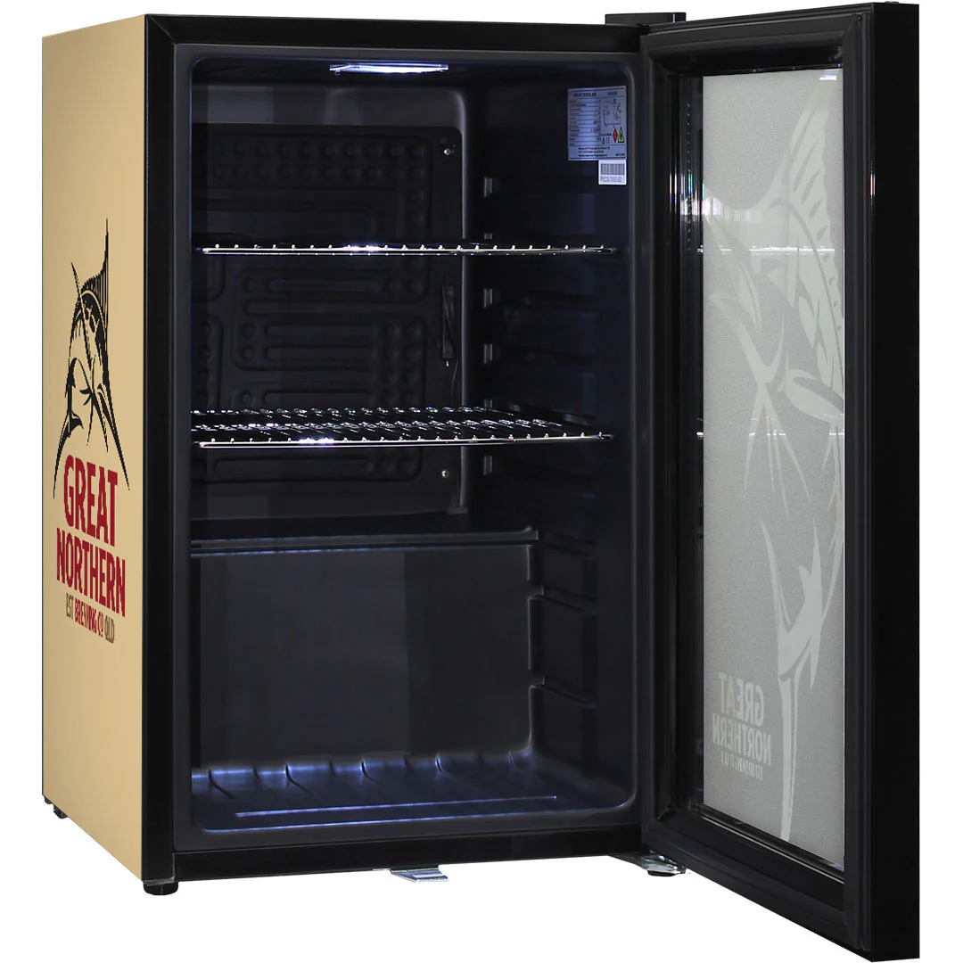 Great Northern Branded Glass Door Bar Fridge With Cool Frosted Door Logo - Model SC70-B-GNBC-GOLD - Image 6