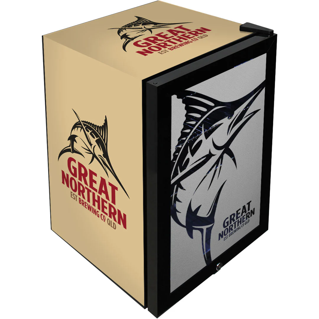 Great Northern Branded Glass Door Bar Fridge With Cool Frosted Door Logo - Model SC70-B-GNBC-GOLD - Image 7