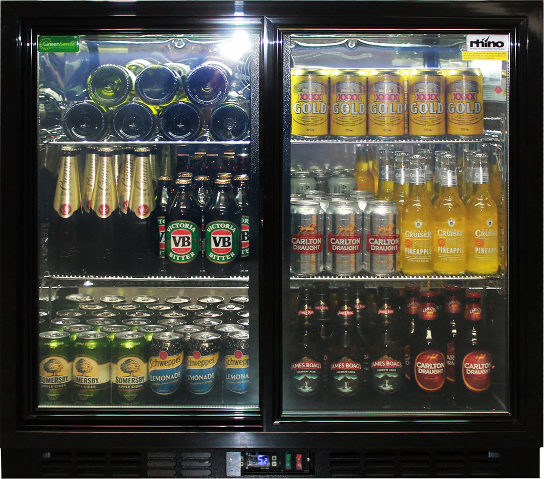 Rhino Black Glass Sliding Under Bench 2 Door Bar Fridge Energy Efficient LG Compressor - Model SG2S-B - Image 12