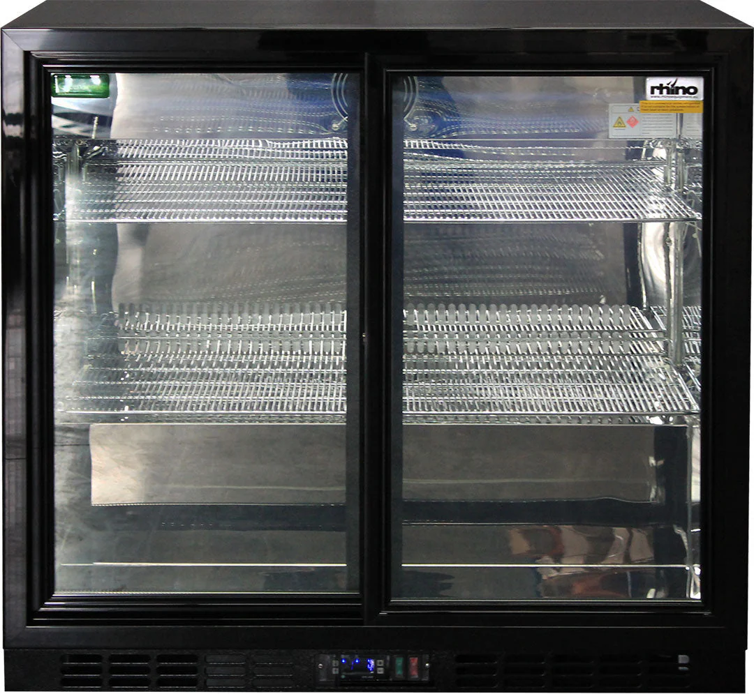 Rhino Black Glass Sliding Under Bench 2 Door Bar Fridge Energy Efficient LG Compressor - Model SG2S-B - Image 8