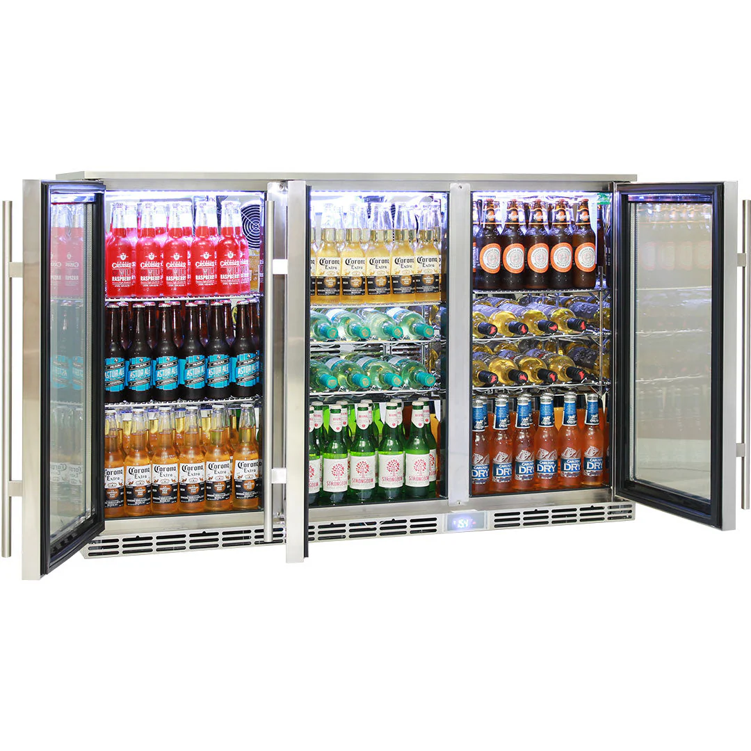 Rhino Glass 3 Door Alfresco Outdoor Bar Fridge All Stainless Energy Efficient Alfresco 330L - Model GSP3H-SS - Image 6
