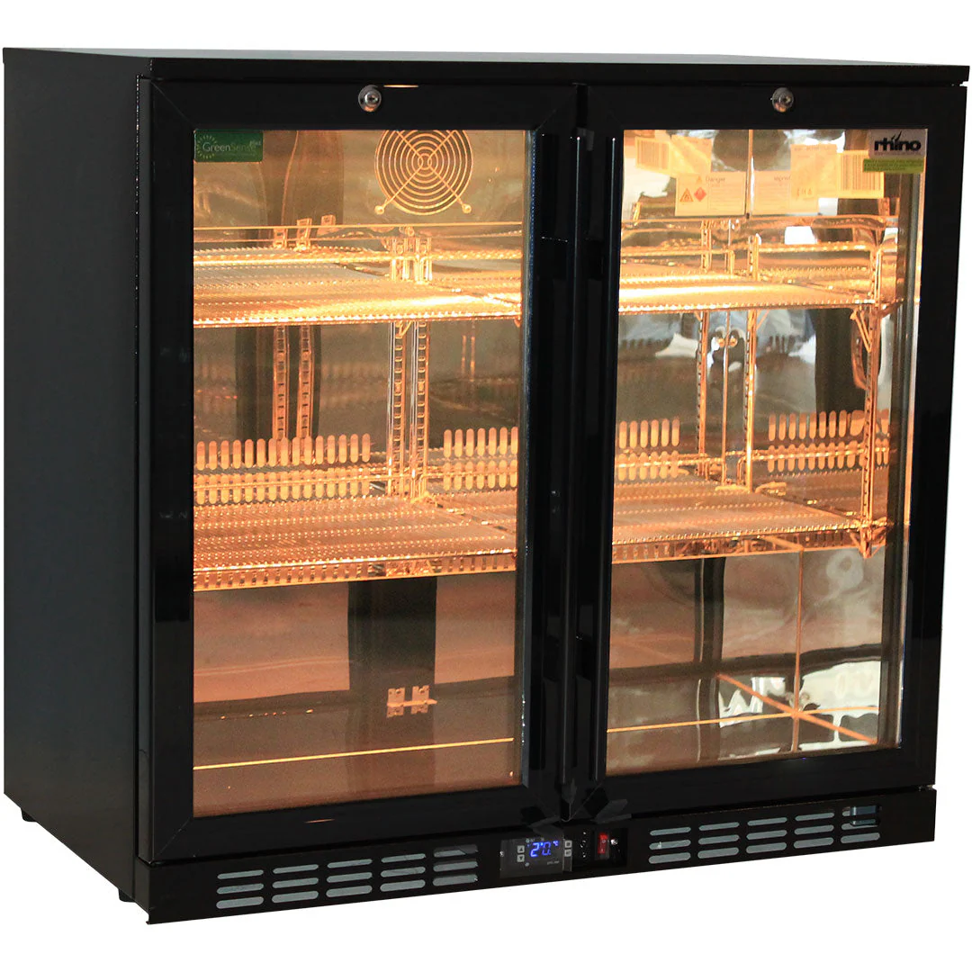 Rhino Night Club Quiet Running Commercial Multi Light Colored Black 2 Door Bar Fridge - Model SG2H-NC - Image 10