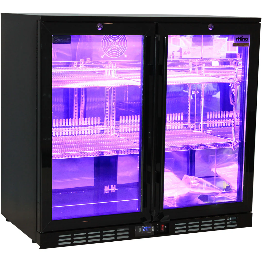 Rhino Night Club Quiet Running Commercial Multi Light Colored Black 2 Door Bar Fridge - Model SG2H-NC - Image 11