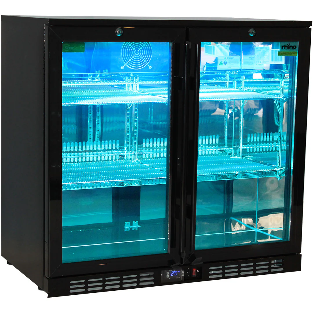 Rhino Night Club Quiet Running Commercial Multi Light Colored Black 2 Door Bar Fridge - Model SG2H-NC - Image 12