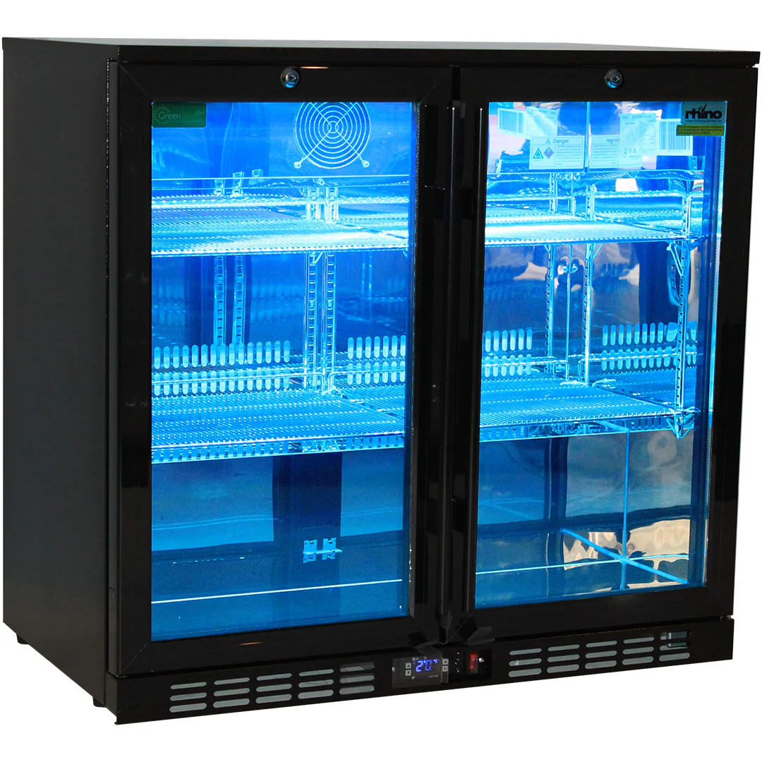 Rhino Night Club Quiet Running Commercial Multi Light Colored Black 2 Door Bar Fridge - Model SG2H-NC - Image 8