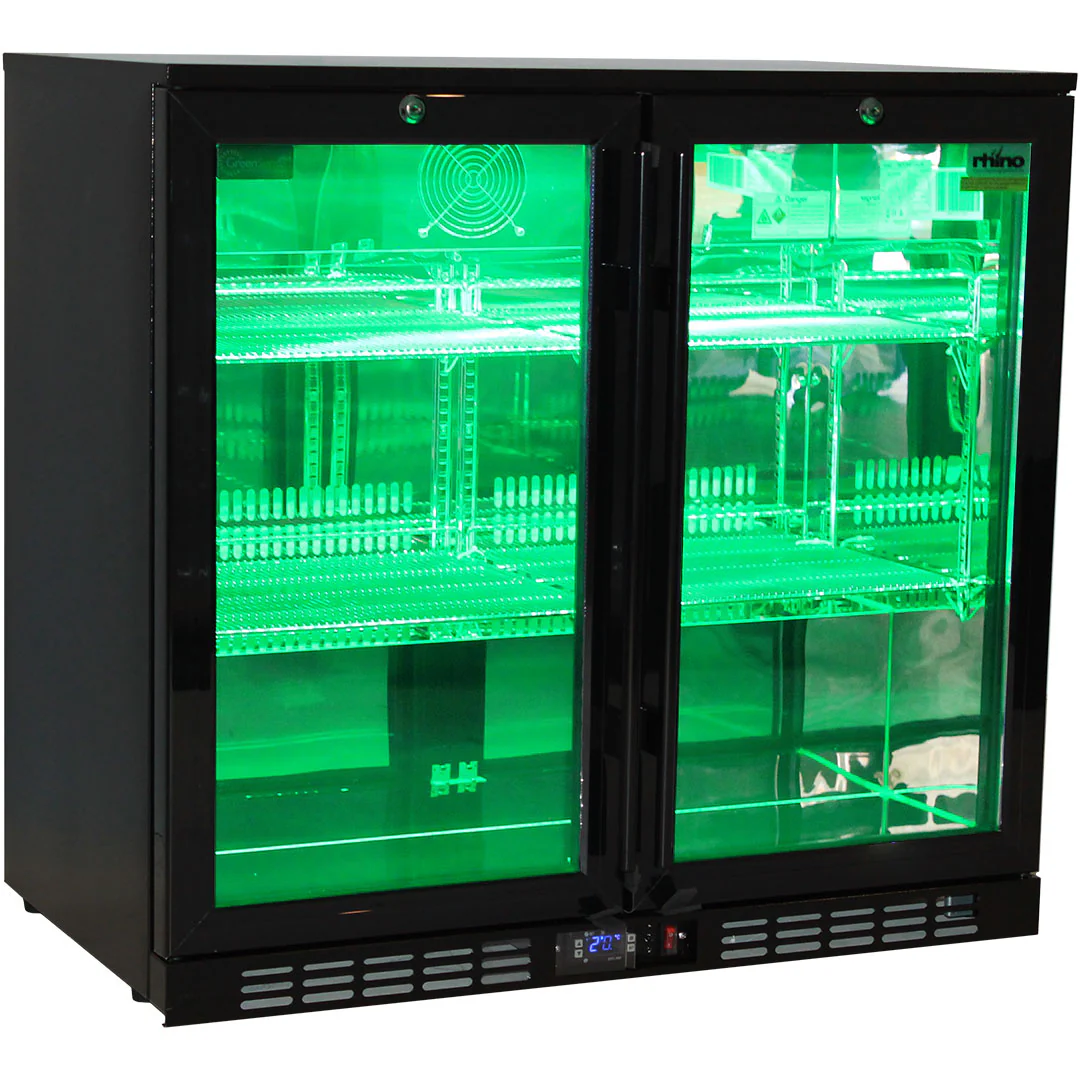 Rhino Night Club Quiet Running Commercial Multi Light Colored Black 2 Door Bar Fridge - Model SG2H-NC - Image 9