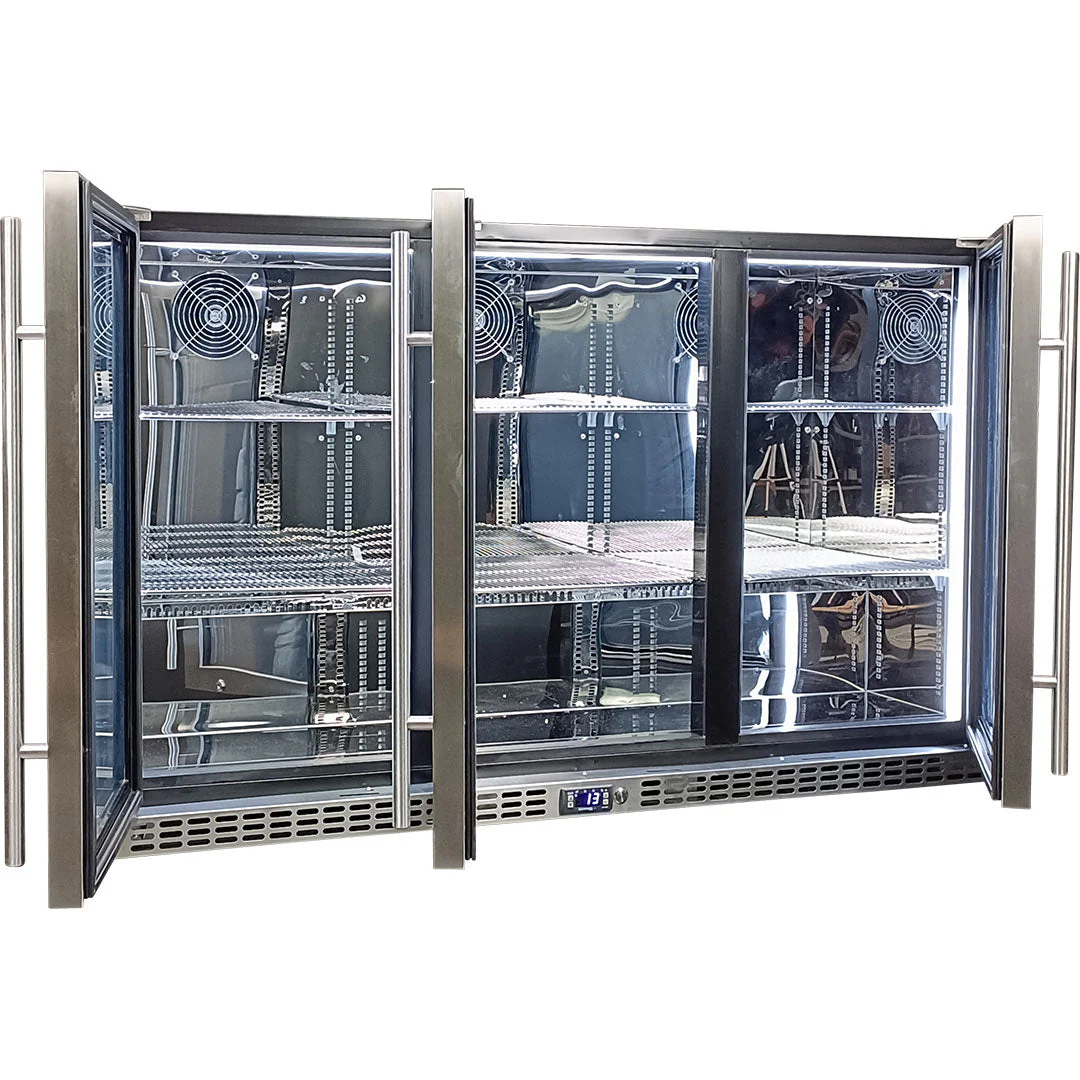 Schmick 3 Door Quiet Running Solid Stainless Steel Door Bar Fridge - Model  SK386-SD - Image 4