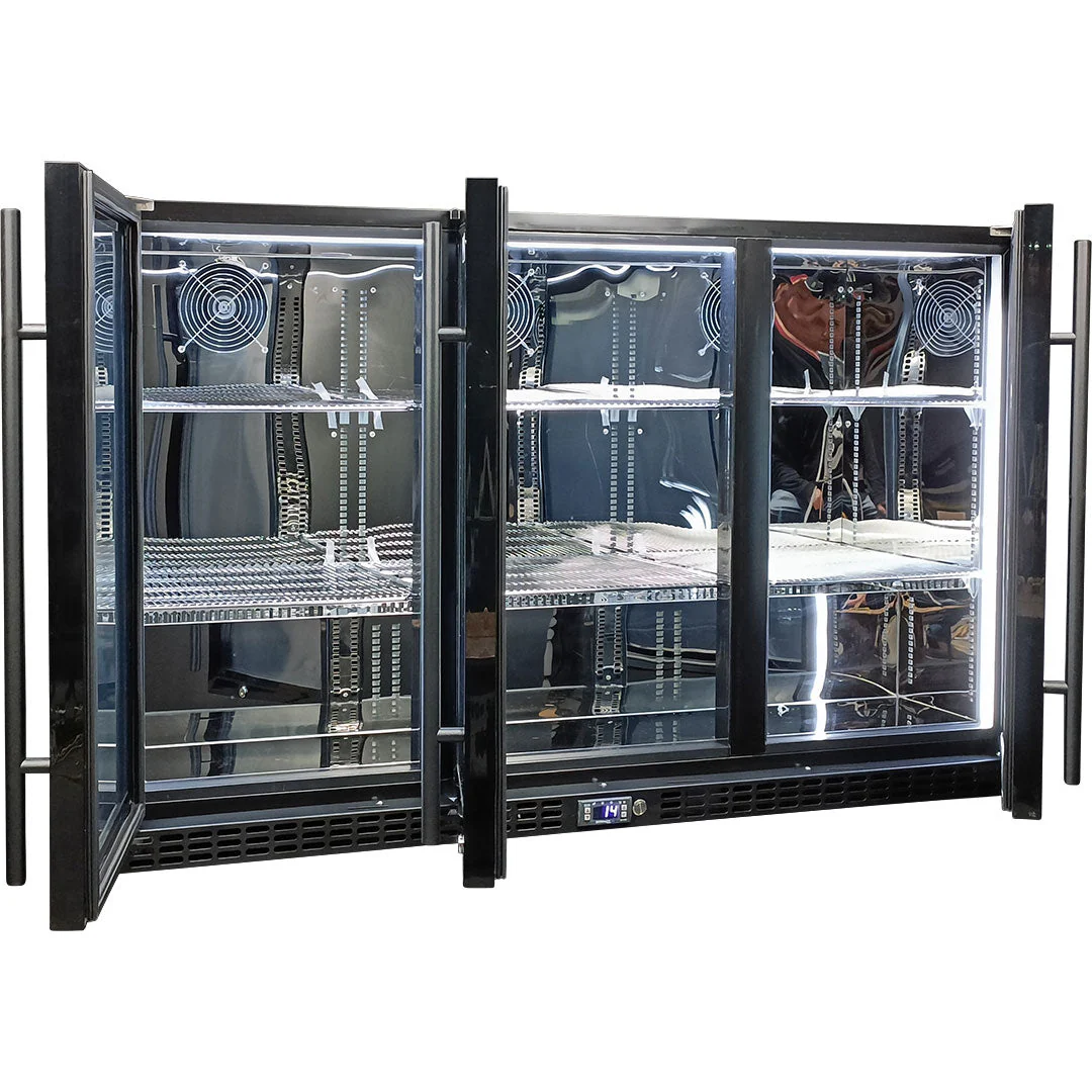 Schmick Black 3 Door Quiet Running Heated Glass Door Bar Fridge - Model SK386-B-HD - Image 6