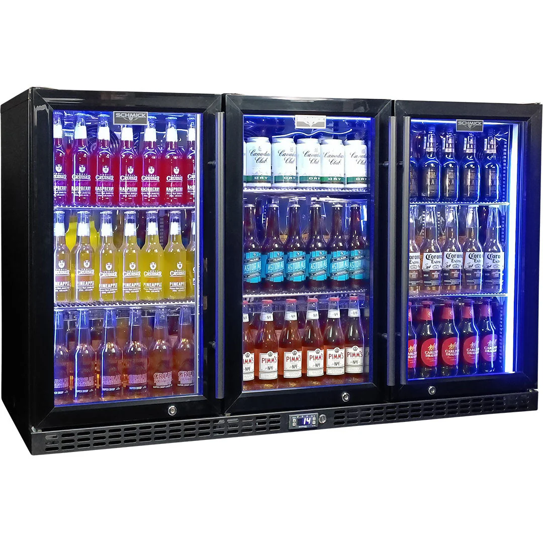 Schmick Black 3 Door Quiet Running Heated Glass Door Bar Fridge - Model SK386-B-HD - Image 8