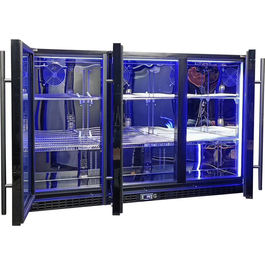Schmick Black 3 Door Quiet Running Heated Glass Door Bar Fridge - Model SK386-B-HD - Image 9