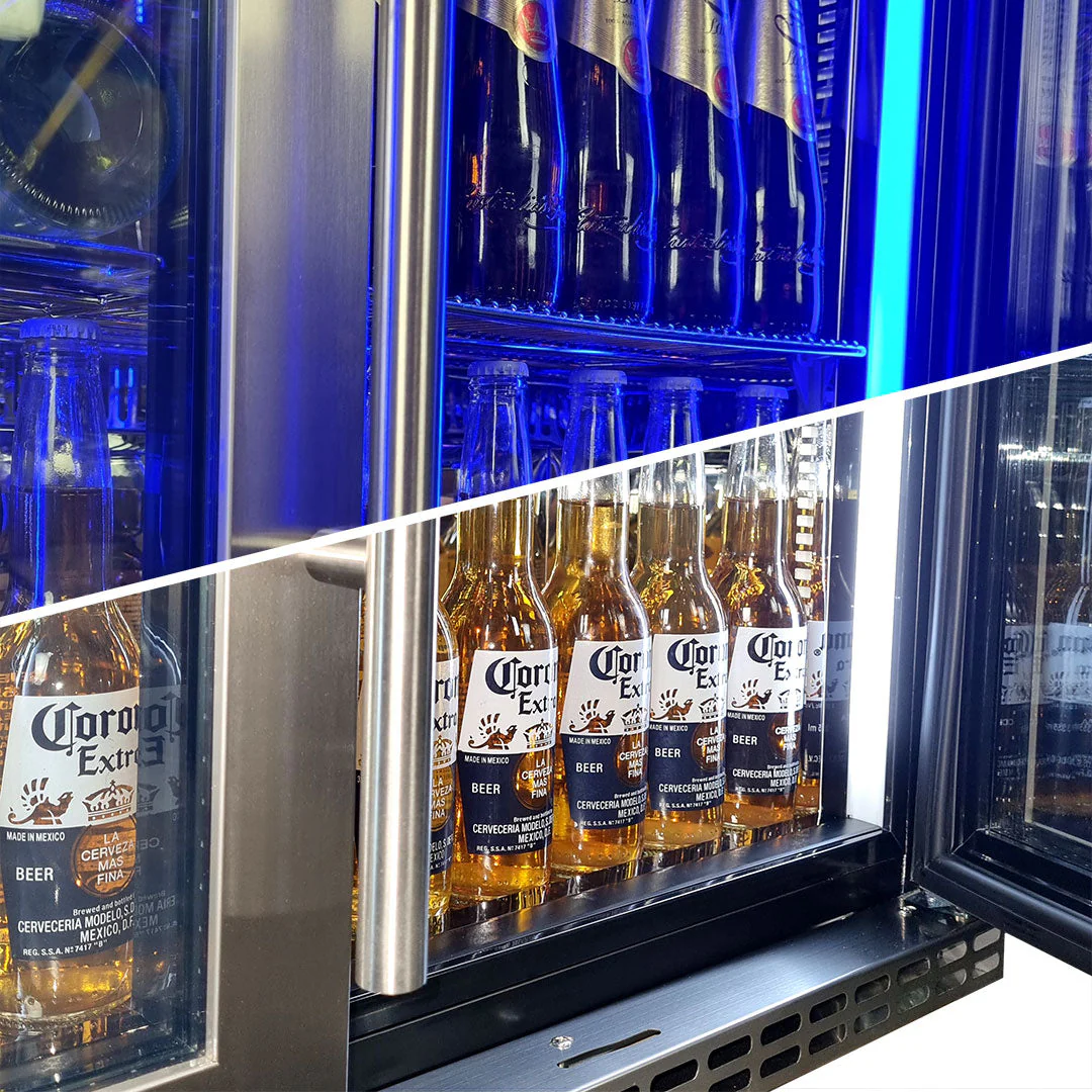 Schmick Stainless Steel 3 Door Quiet Running Heated Glass Door Bar Fridge - Model SK386-HD - Image 12