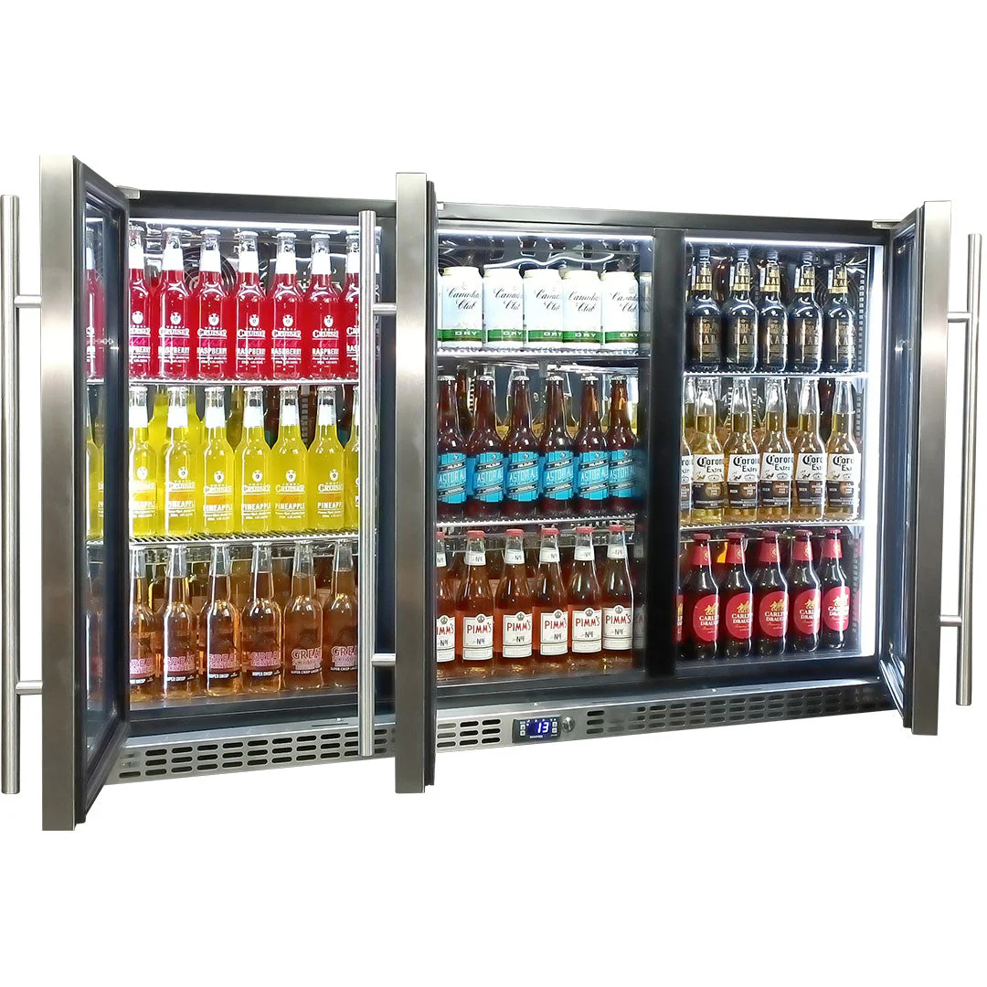 Schmick Stainless Steel 3 Door Quiet Running Heated Glass Door Bar Fridge - Model SK386-HD - Image 5