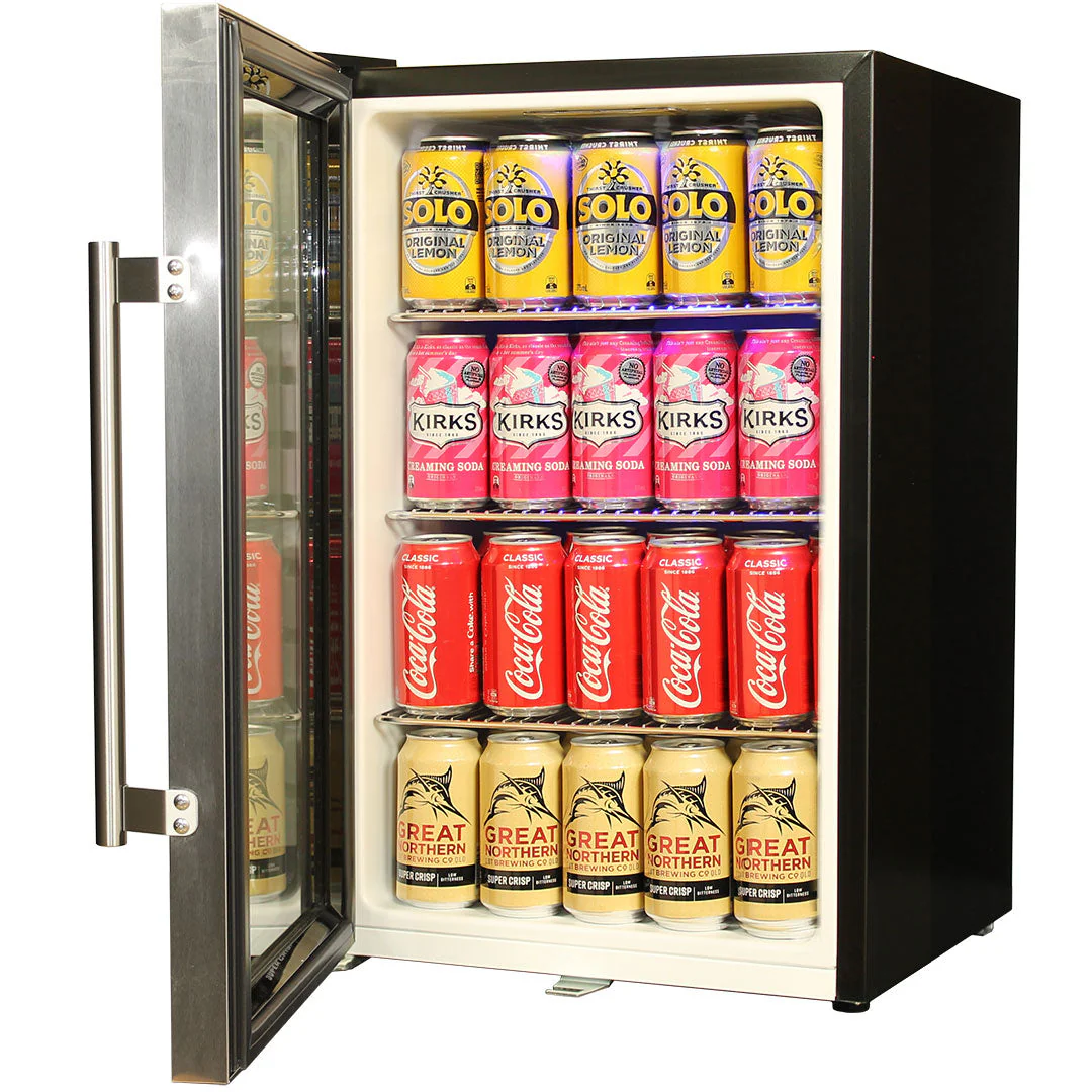 Tropical Glass Door Mini Bar Fridge - 80 Cans Left Hinged - Model EC68L-SSH - Image 3