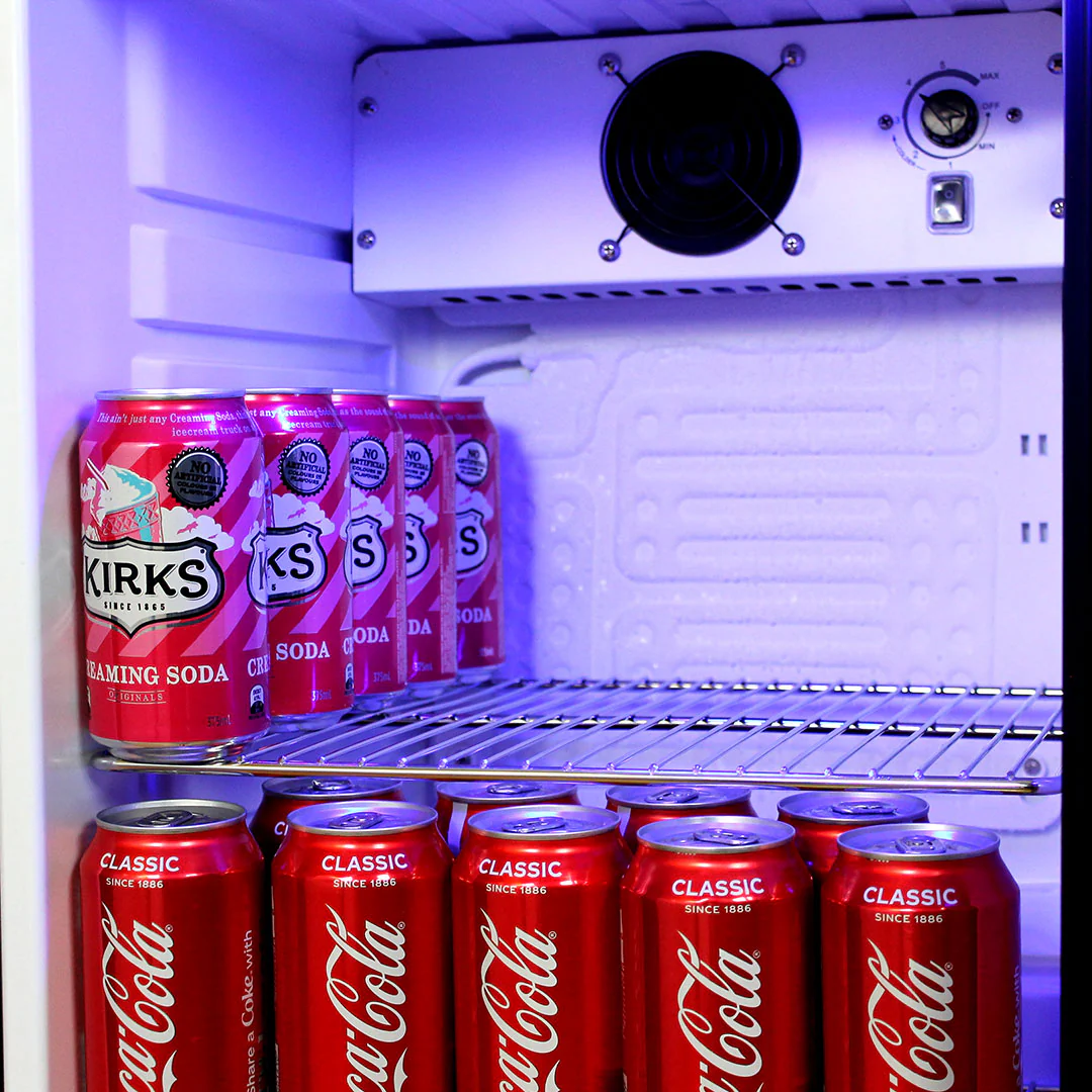 Tropical Glass Door Mini Bar Fridge - 80 Cans Left Hinged - Model EC68L-SSH - Image 5